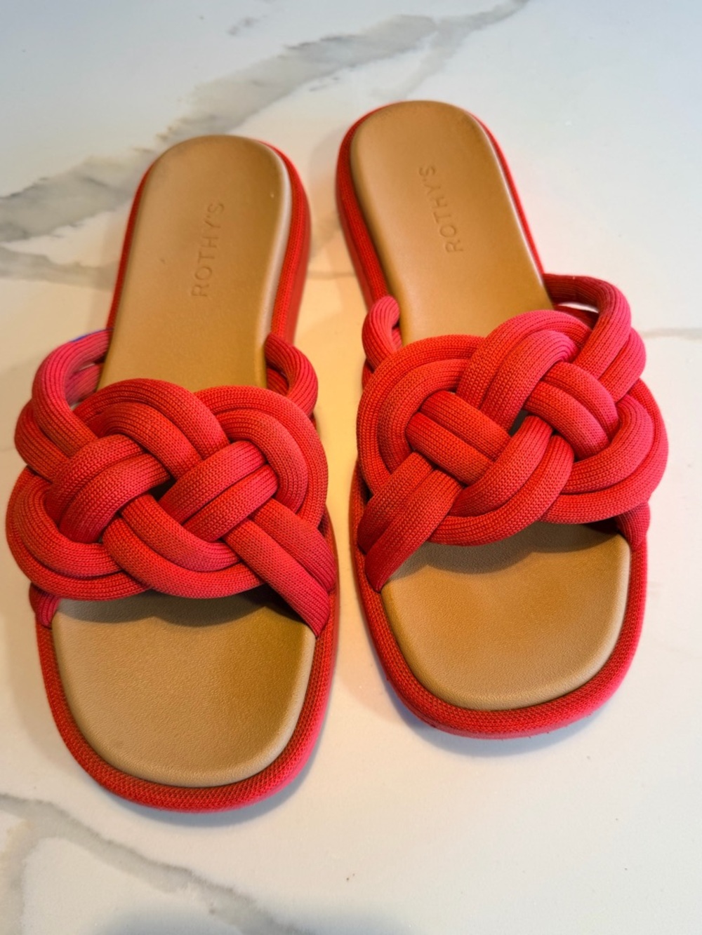 Rothy's Knotted Slide Sandals — Poppy Red